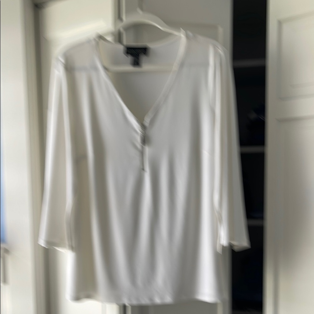 Frank Lyman Design Cream Fitted Polo Blouse